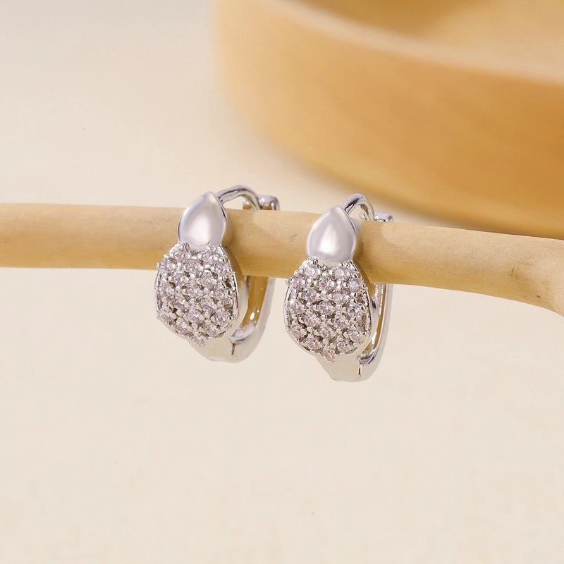 1 Pair Basic Minimalist Geometric Inlay Copper Zircon Earrings