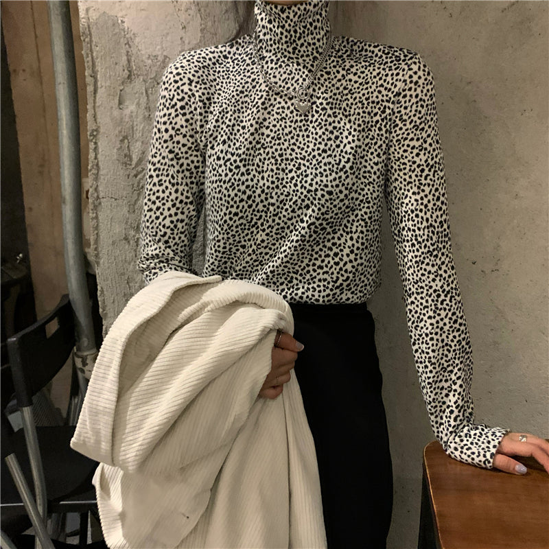 Leopard print long sleeve T-shirt KF81769