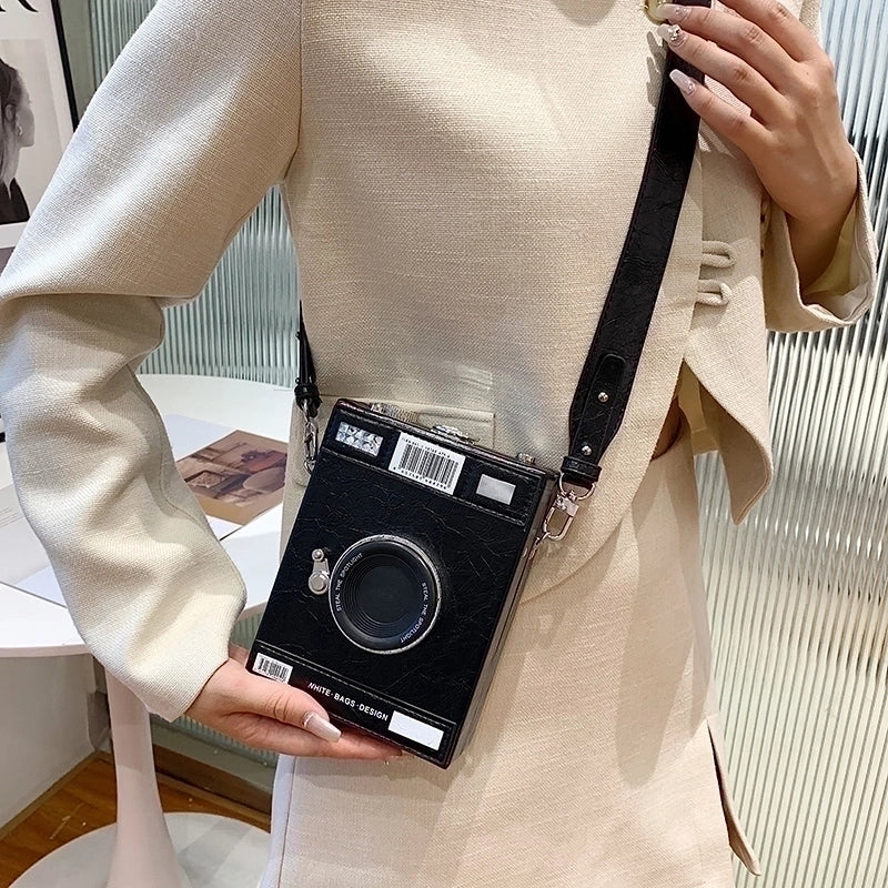Women's Pu Leather Camera Vacation Streetwear Sewing Thread Square Lock Clasp Shoulder Bag Crossbody Bag