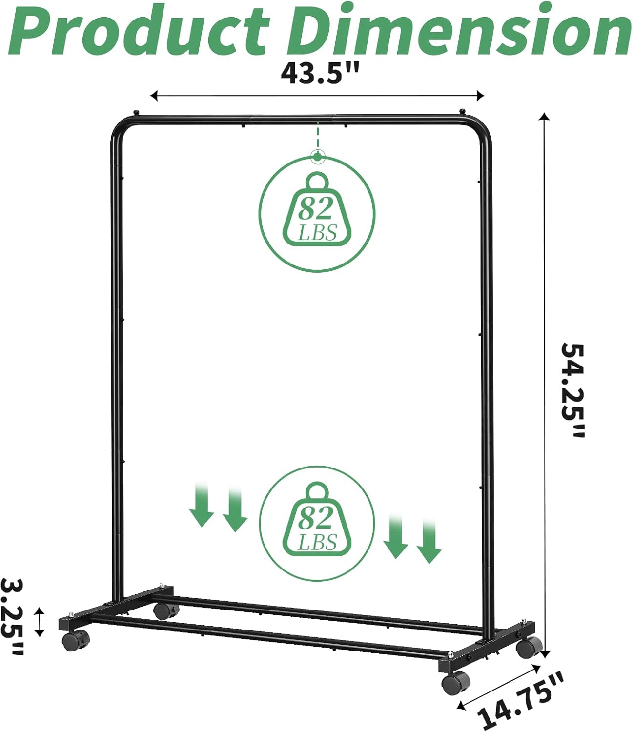 Simple Trending Standard Clothes Clothing Garment Rack with Storage Shelves, Rolling Clothes Organizer on Wheels for Hanging Clothes, Black