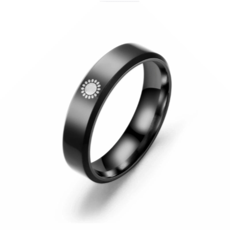 Vintage Style Sun Star Moon Titanium Steel Plating Carving Rings