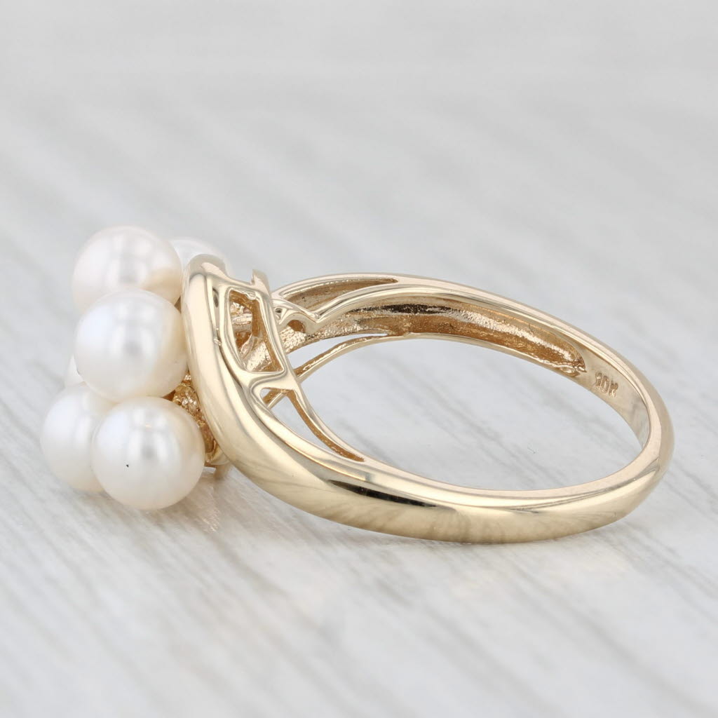 Cultured Pearl Bypass Ring 10k Yellow Gold Size 7
