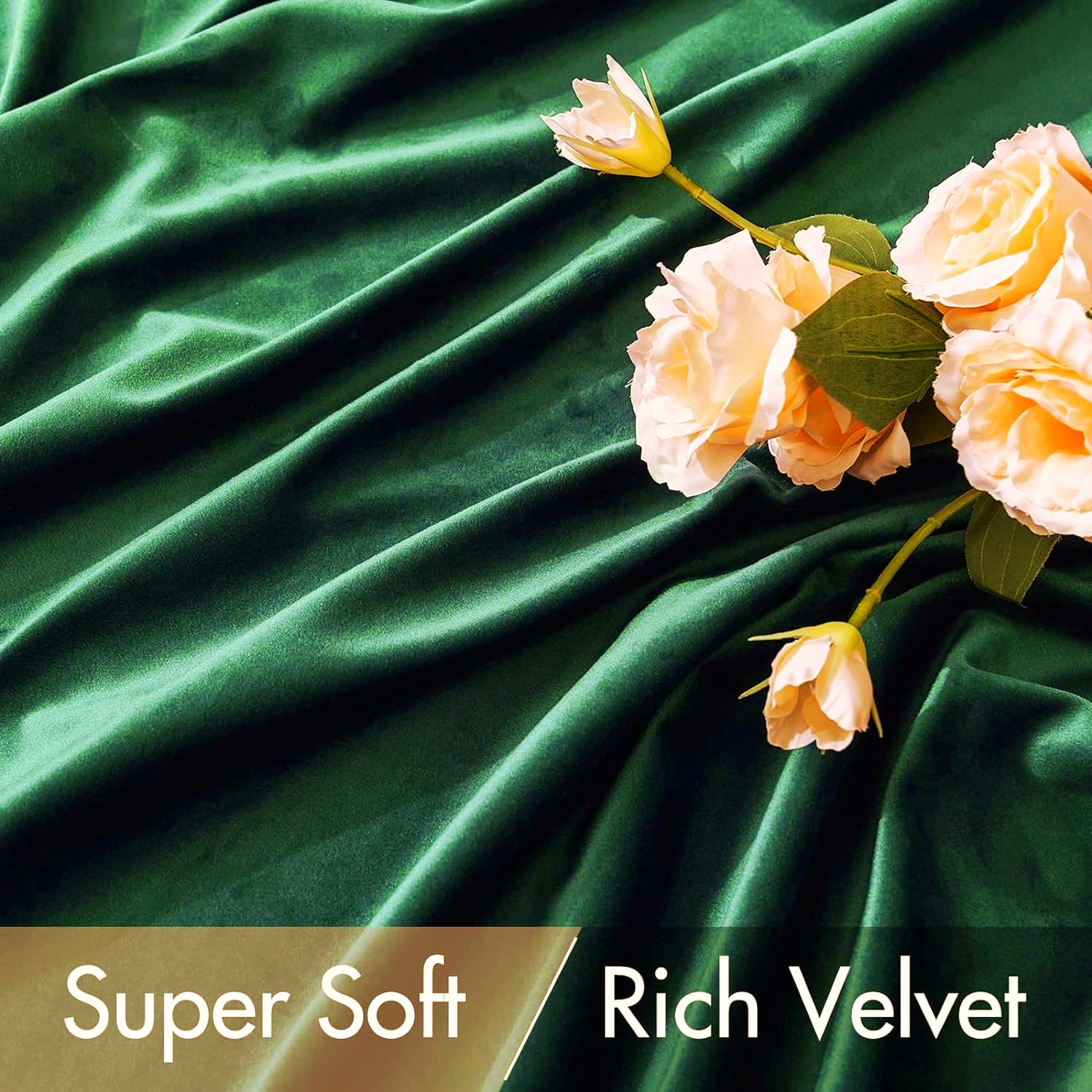 Green-Velvet Window Curtains (Ultra Soft)