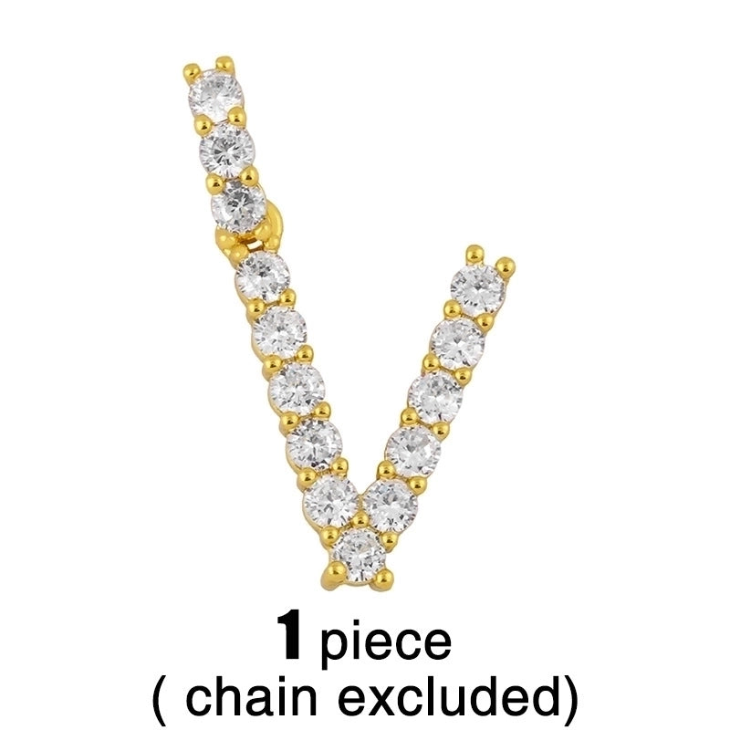 Copper Tennis Chain Inlaid Zircon Letter Necklace