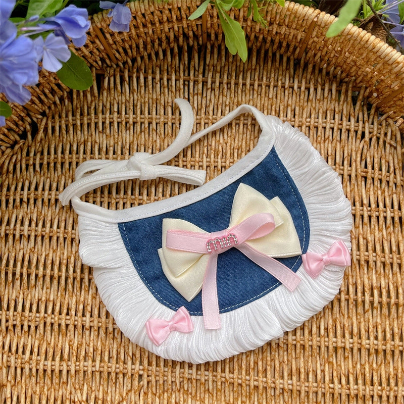 Pet Cat Dog Hot Girl Denim Bib Heavy Industry Cat Saliva Towel Teddy Bear Selling Cute Saliva Towel