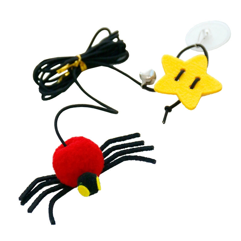 Cat Toy Hanging Door To Relieve Boredom And Swing Self-hanging Elastic Rope Feather Cat Stick Bell Spider Cat Supplies
