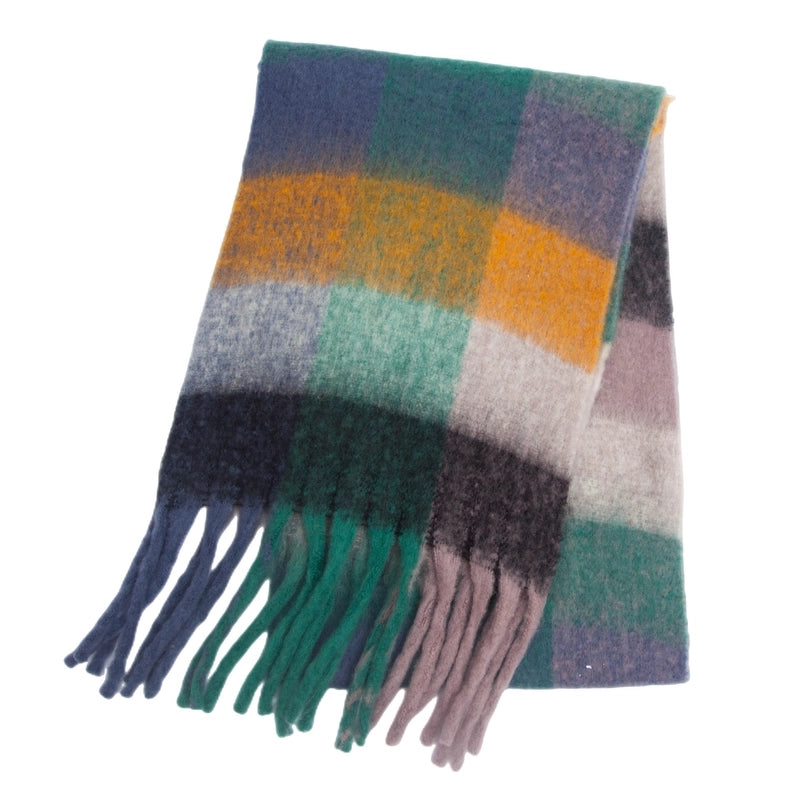 Women's Casual Minimalist Lattice Polyester Tassel Scarf