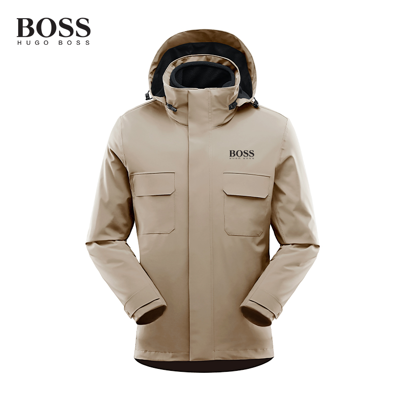 BOSS Hight Quality Hardshell Jacket Men-s 3-in-1 Two-Piece Windproof Waterproof Climbing Coat