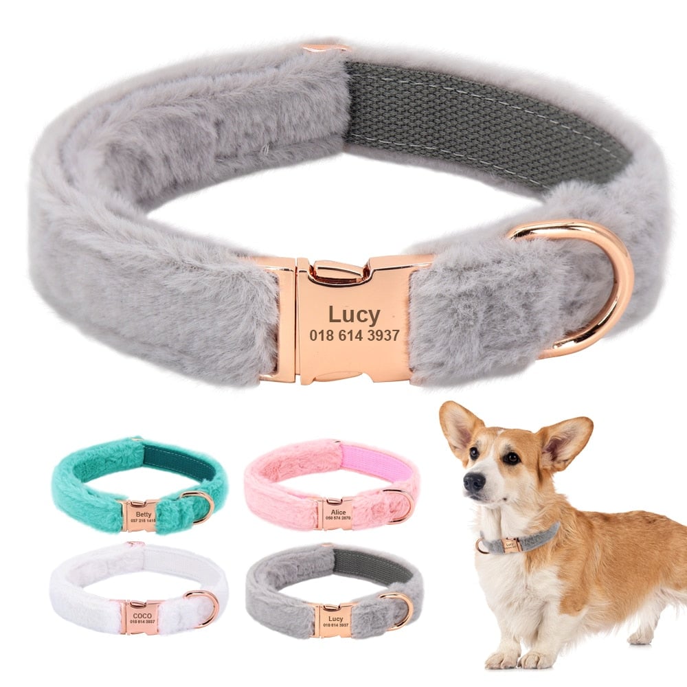 Soft Furry Personalized Dog Cat Collar