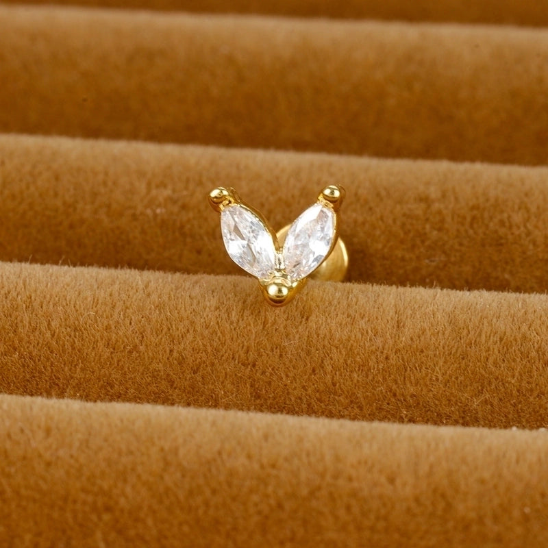 1 Piece Ig Style Minimalist Star Heart Shape Flower Plating Inlay Stainless Steel Zircon Ear Studs