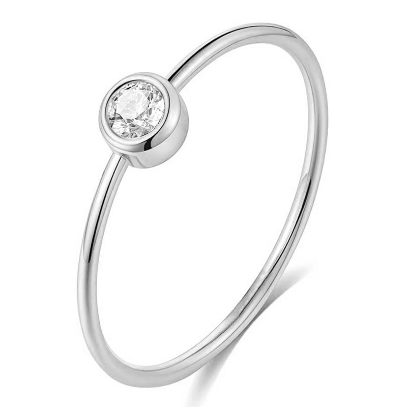Minimalist Geometric Titanium Steel Plating Zircon Rings 1 Piece