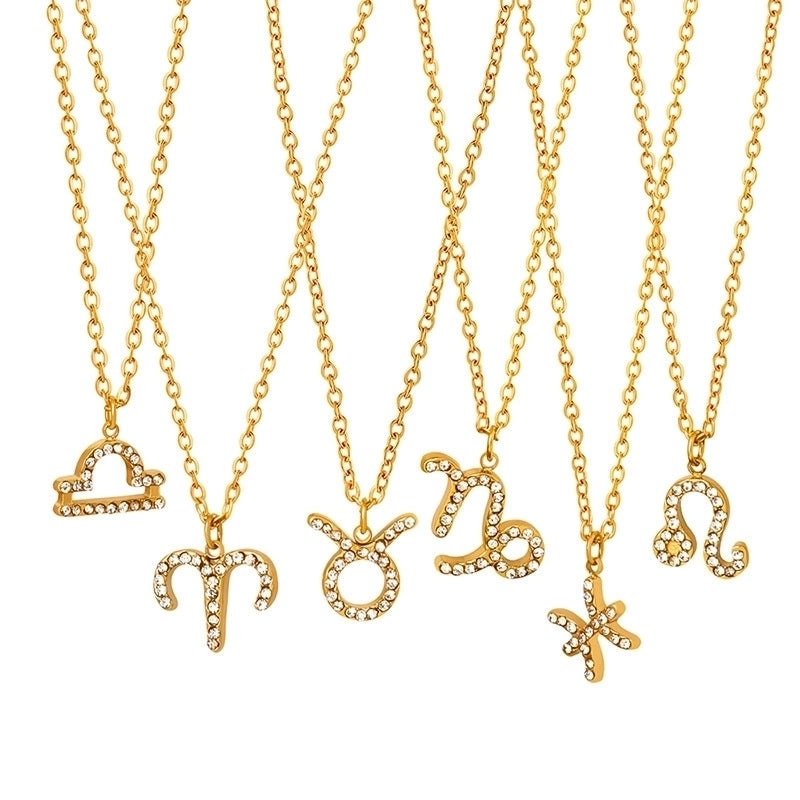 Minimalist Constellation Titanium Steel Zircon 18K Gold Plated Plating Inlay Pendant Necklace