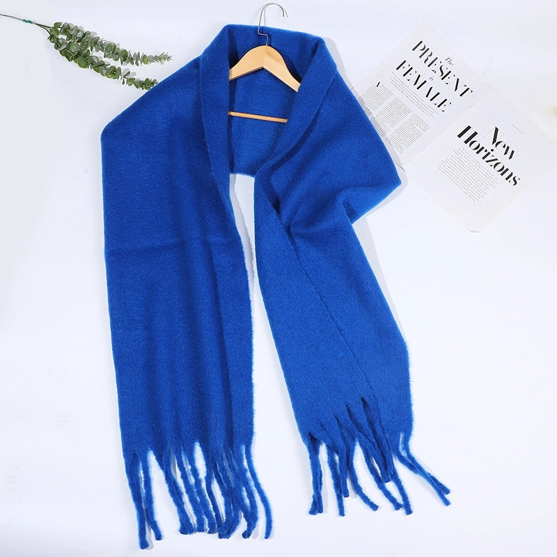 Women's Minimalist Solid Color Polyester Tassel Scarf