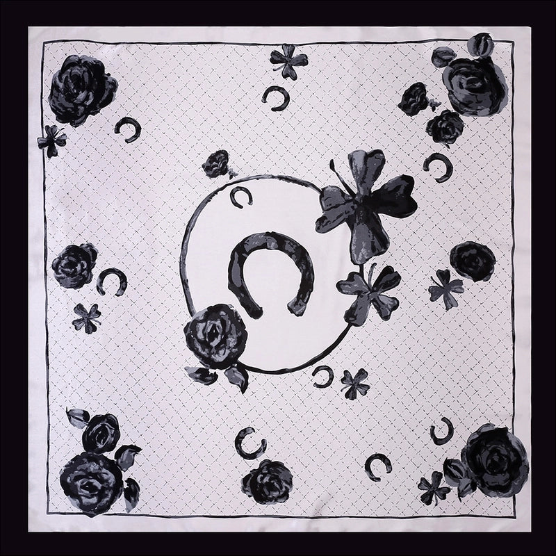 Women's Elegant Retro Rose Flower Polyester Printing Silk Scarf