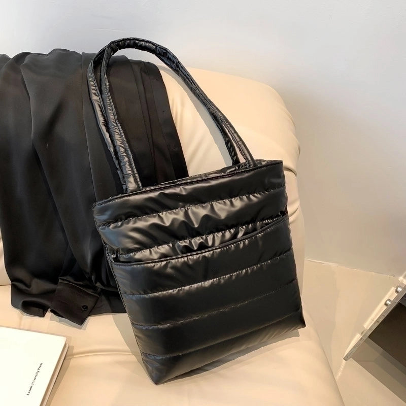 Women's Autumn&winter Cotton Solid Color Streetwear Square Zipper Shoulder Bag