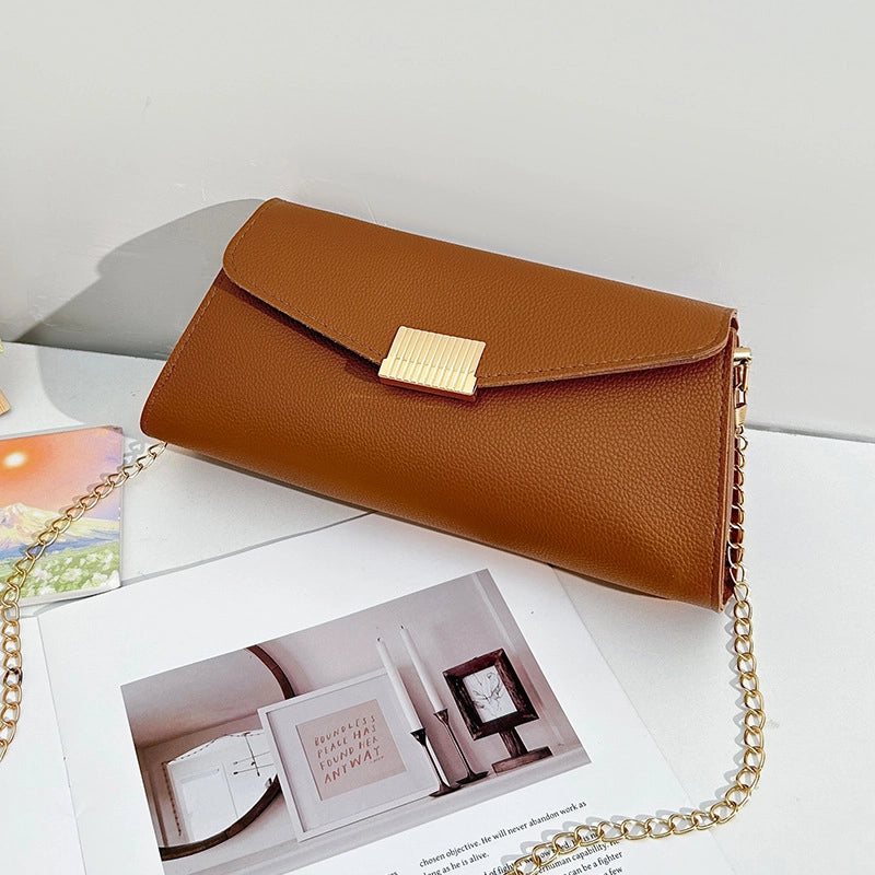 Women's Medium Pu Leather Solid Color Basic Square Magnetic Buckle Shoulder Bag Crossbody Bag