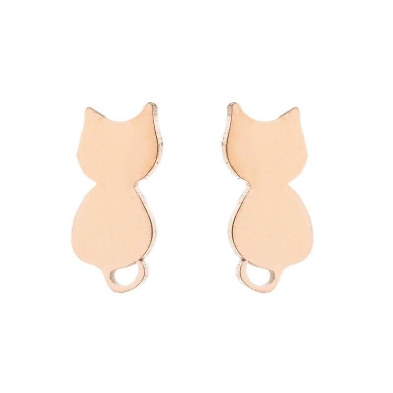 Minimalist Animal Stainless Steel Plating Hollow Out Ear Studs 1 Pair
