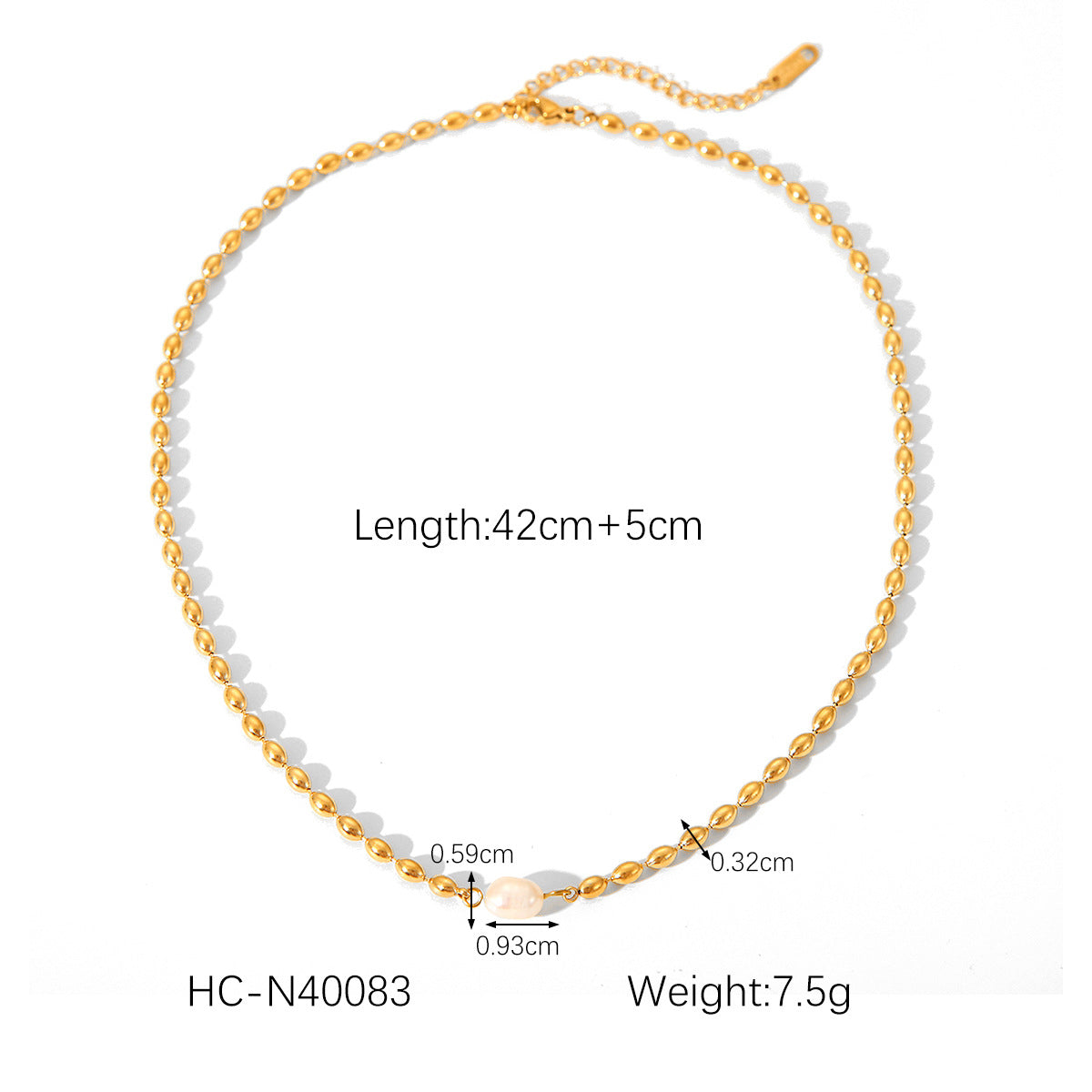 Processing And Customization Of Natural Freshwater Pearl Oval Gold Bean Necklace Stainless Steel Bracelet Titanium Steel