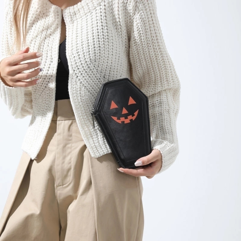Halloween Women's Pu Leather Printing Vintage Style Square Zipper Clutch Bag
