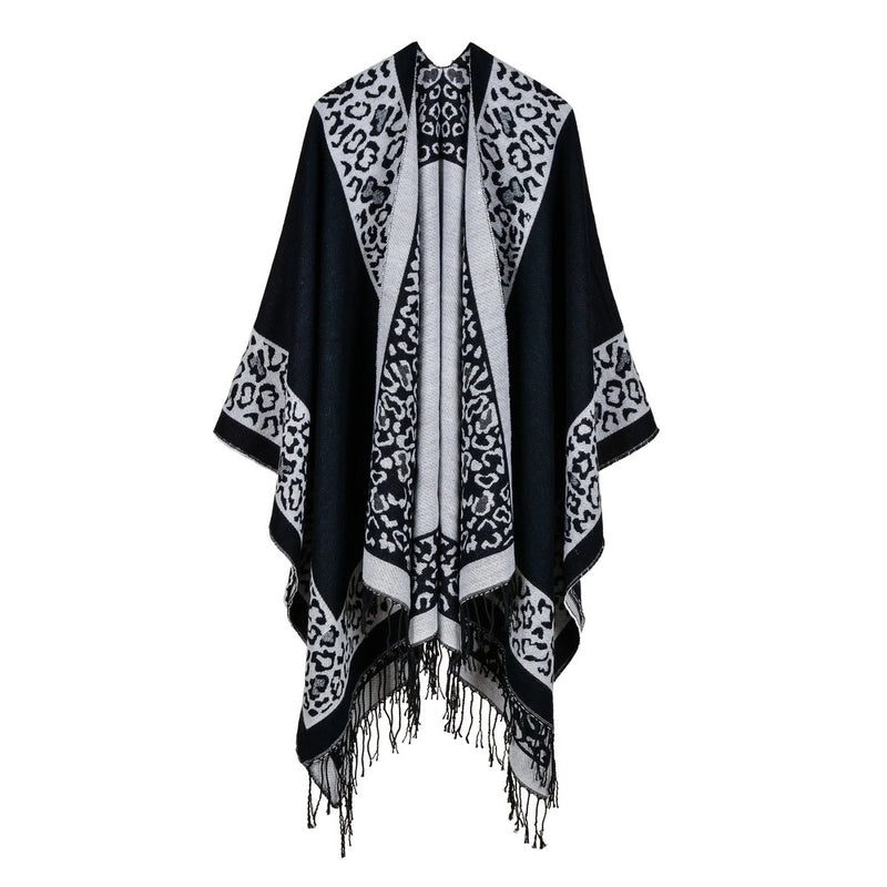 Export Women's Rhombus Tassel Lengthened Hot Selling Imitation Cashmere Shawl Both Sides Available Thickened Cape