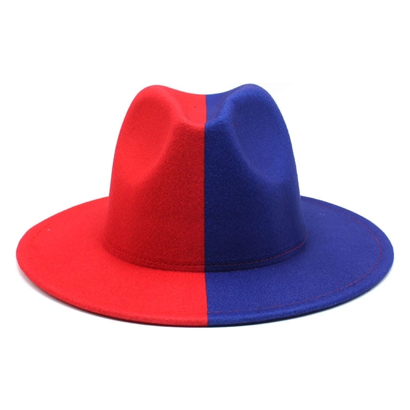 New Yin And Yang Double Color Matching Men's And Women's Woolen Felt Hat Autumn And Winter Fashion Flat Brim Jazz Hat 02