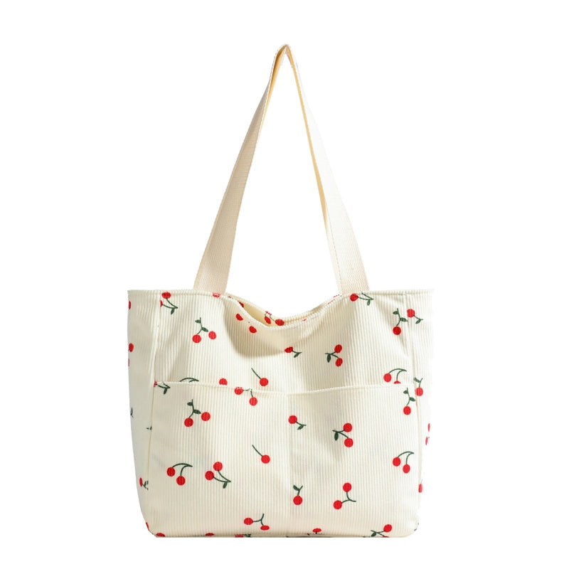 Women's Cloth Strawberry Bow Knot Streetwear Square Zipper Shoulder Bag