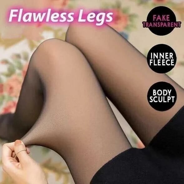 💝 Fake Translucent Warm Plush Lined Elastic Tights