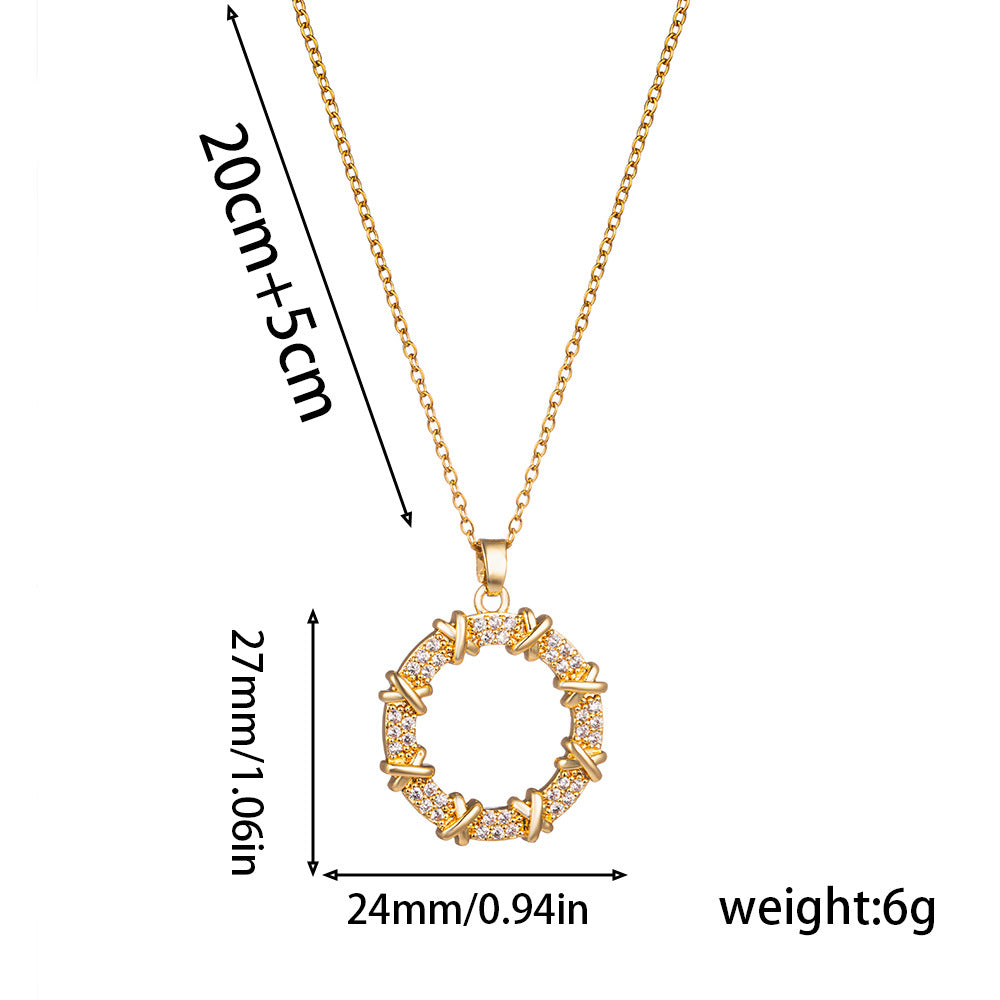 Necklace Women Trend Niche Zircon Donut Ins Style Titanium Steel Necklace