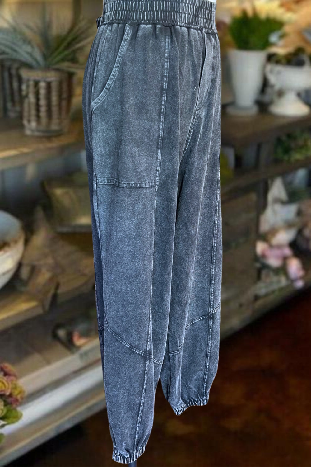 Washed Denim Joggers Pants