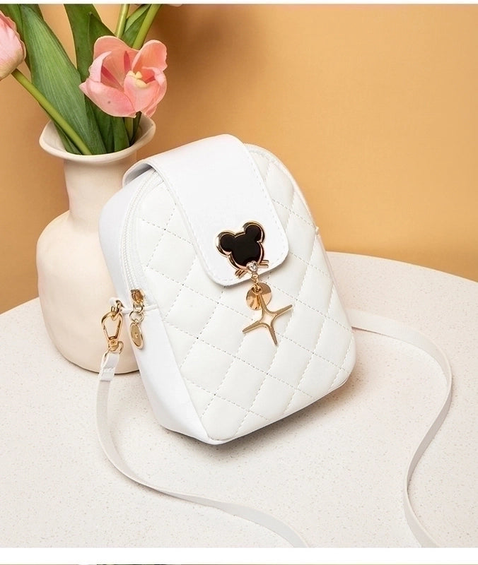 Fashion Solid Color Lingge Square Buckle Crossbody Bag