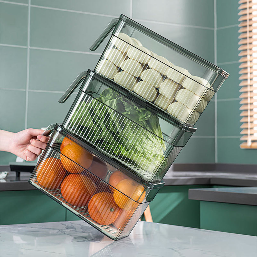 COMPACT ACRYLIC FRIDGE ORGANIZER WITH HANDLE – DURABLE & REUSABLE FOR FRUITS & VEGGIES