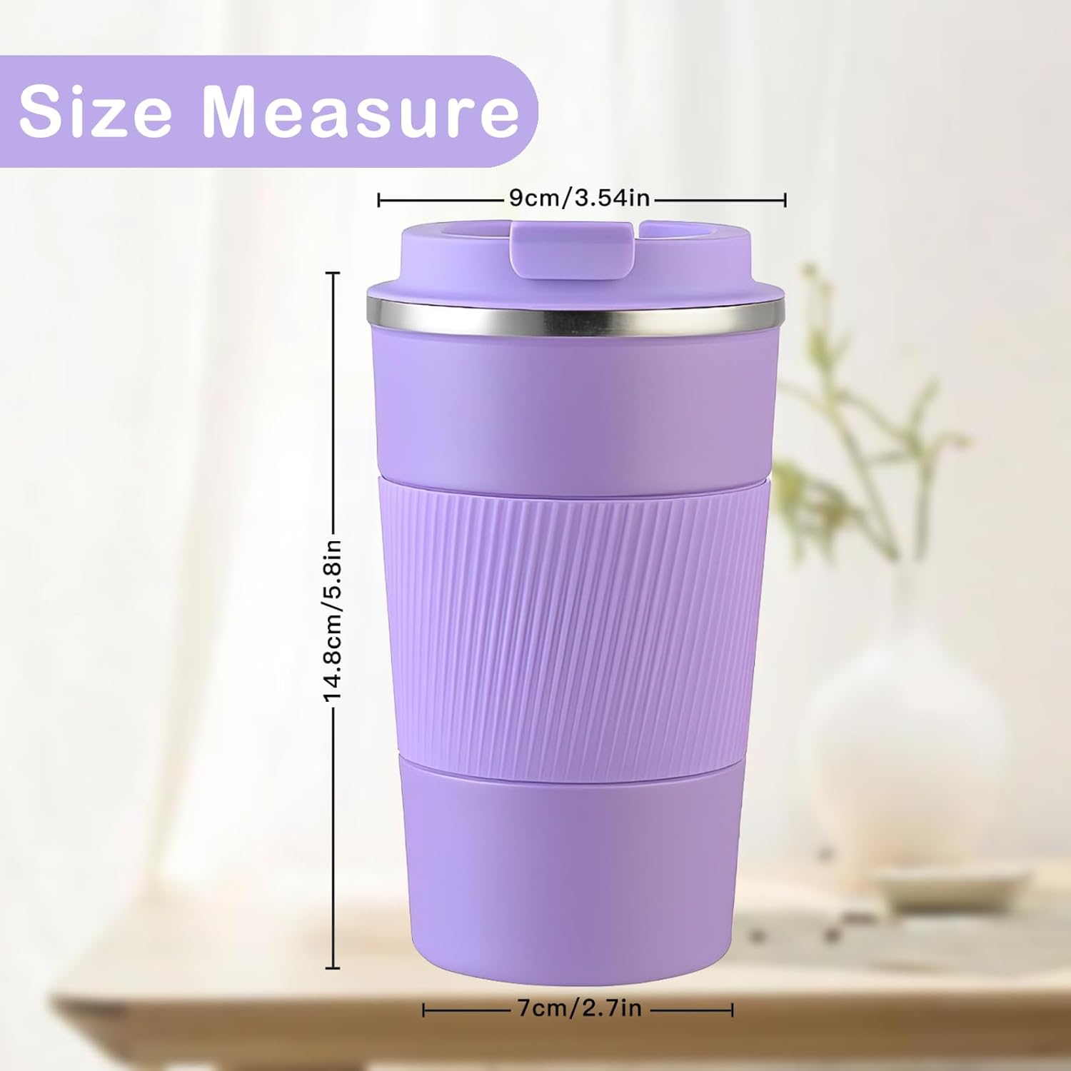 Senshuomy Travel Mug, Insulated Coffee Cup with Leakproof Lid, Reusable Coffee Cups Travel Cup, Stainless Steel thermaol Mug for Hot Cold Drinks (Green 380ml)