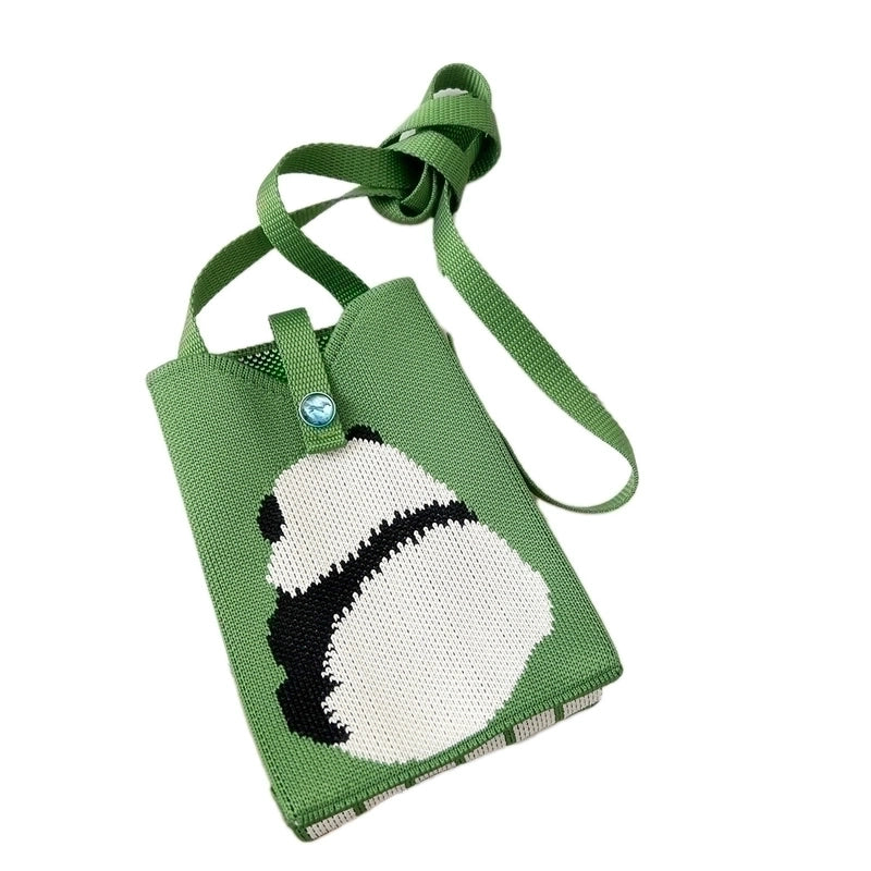 Women's All Seasons Knit Animal Cute Bucket Buckle Phone Wallets