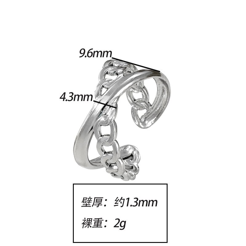Elegant Leaves Flower Titanium Steel Open Rings