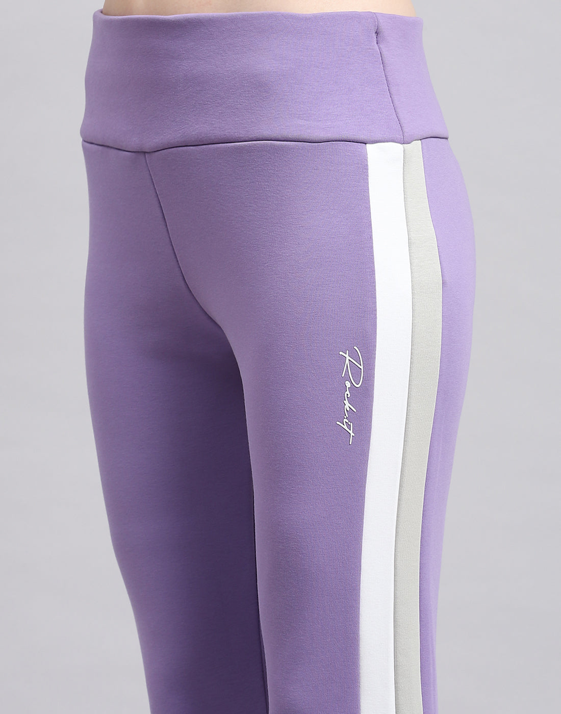 Women Purple Solid Regular Fit Legging