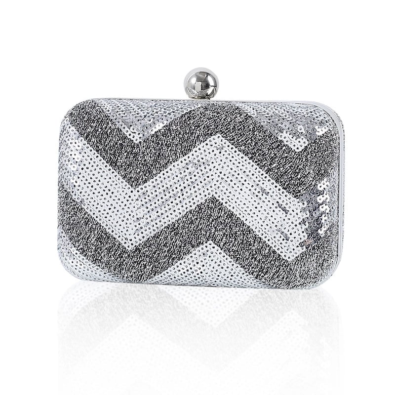 Red Silver Sequin Solid Color Square Evening Bags