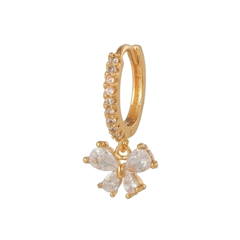 1 Piece Fashion Snake Butterfly Inlaid Zircon Brass Zircon 18K Gold Plated Drop Earrings