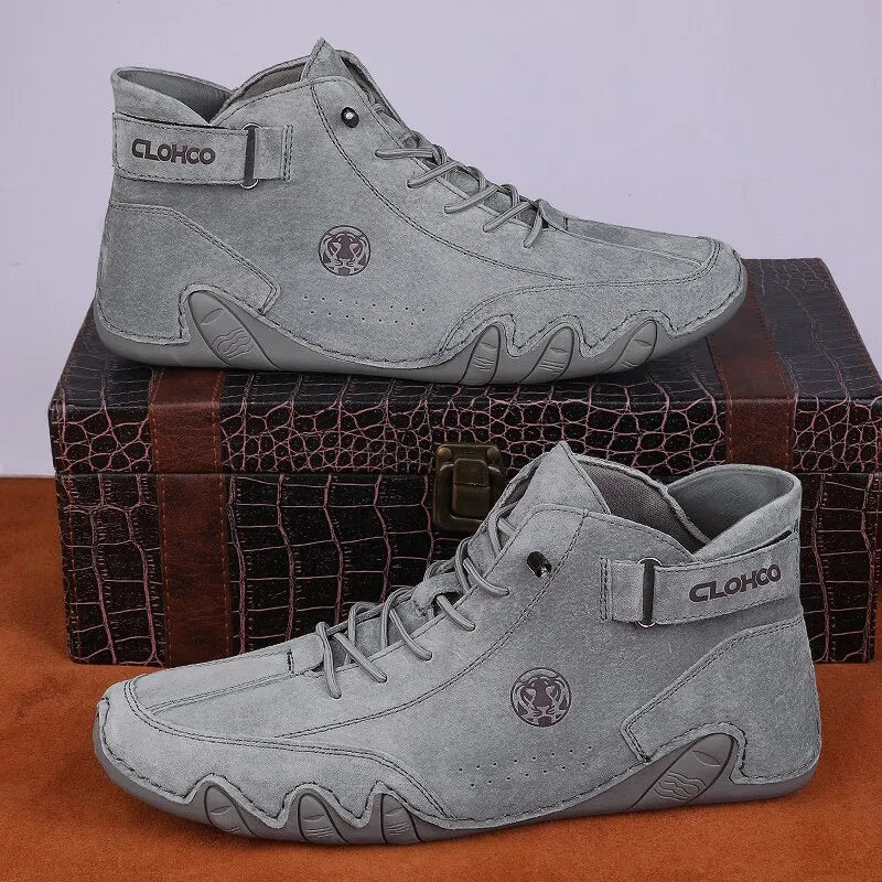 Advbridge Men's Genuine Leather Shoes Ankle Boots Men Sneakers Outdoor Light Lace-Up Casual Shoes Fashion Loafers Winter Warm Boots