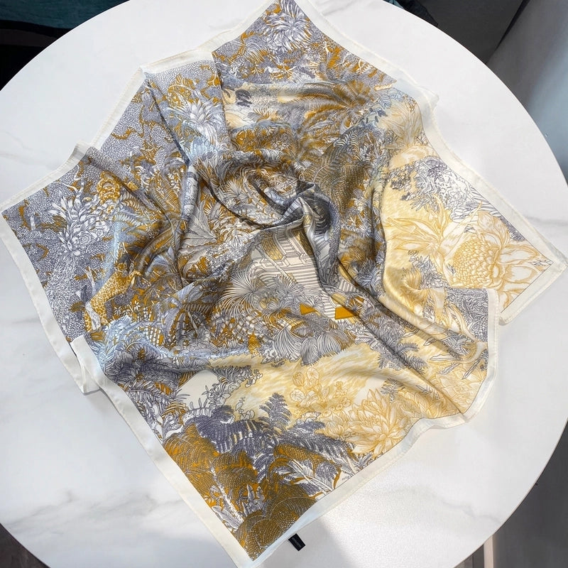 Women's Ig Style Minimalist Flower Satin Printing Silk Scarf