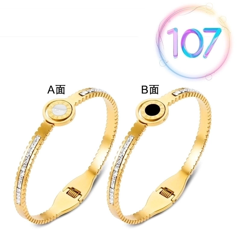 2 Pieces Fashion Geometric Stainless Steel Plating Zircon Bangle