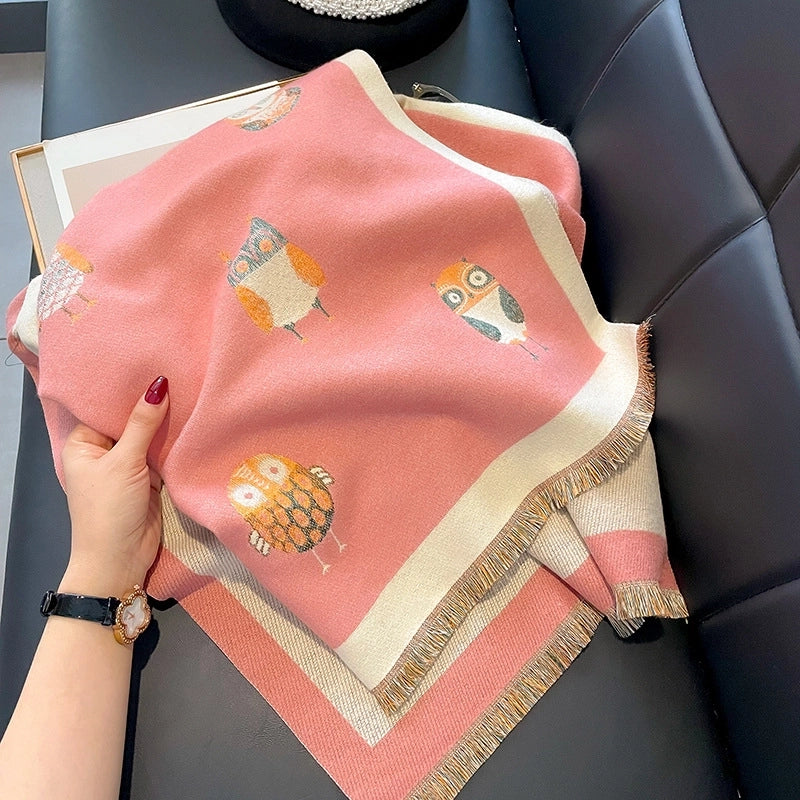 Women's Cute Sweet Owl Polyester Shawl