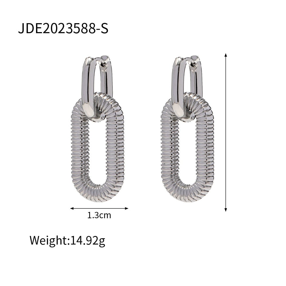 Quadrilateral Geometric Stainless Steel 18K Gold Plated Earrings