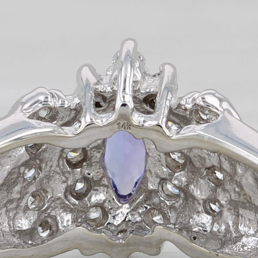 0.68ctw Marquise Tanzanite Diamond Halo Ring 14k White Gold Size 5.5 Engagement