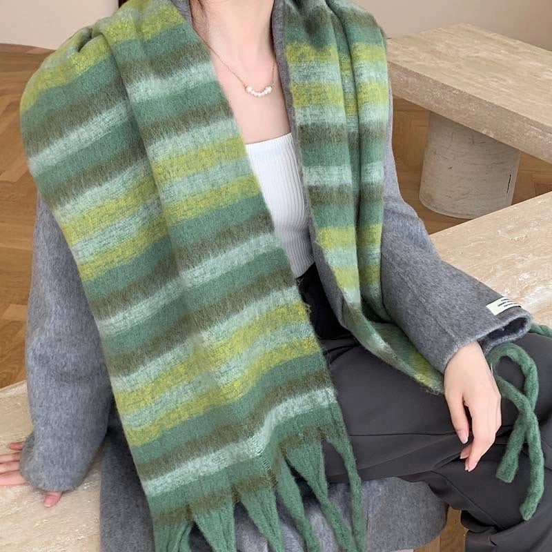 Popular Spring And Winter AC Scarf Warm Thickened Color Plaid Scarf Scarf Shawl Fashionable Western Style Outer Wear