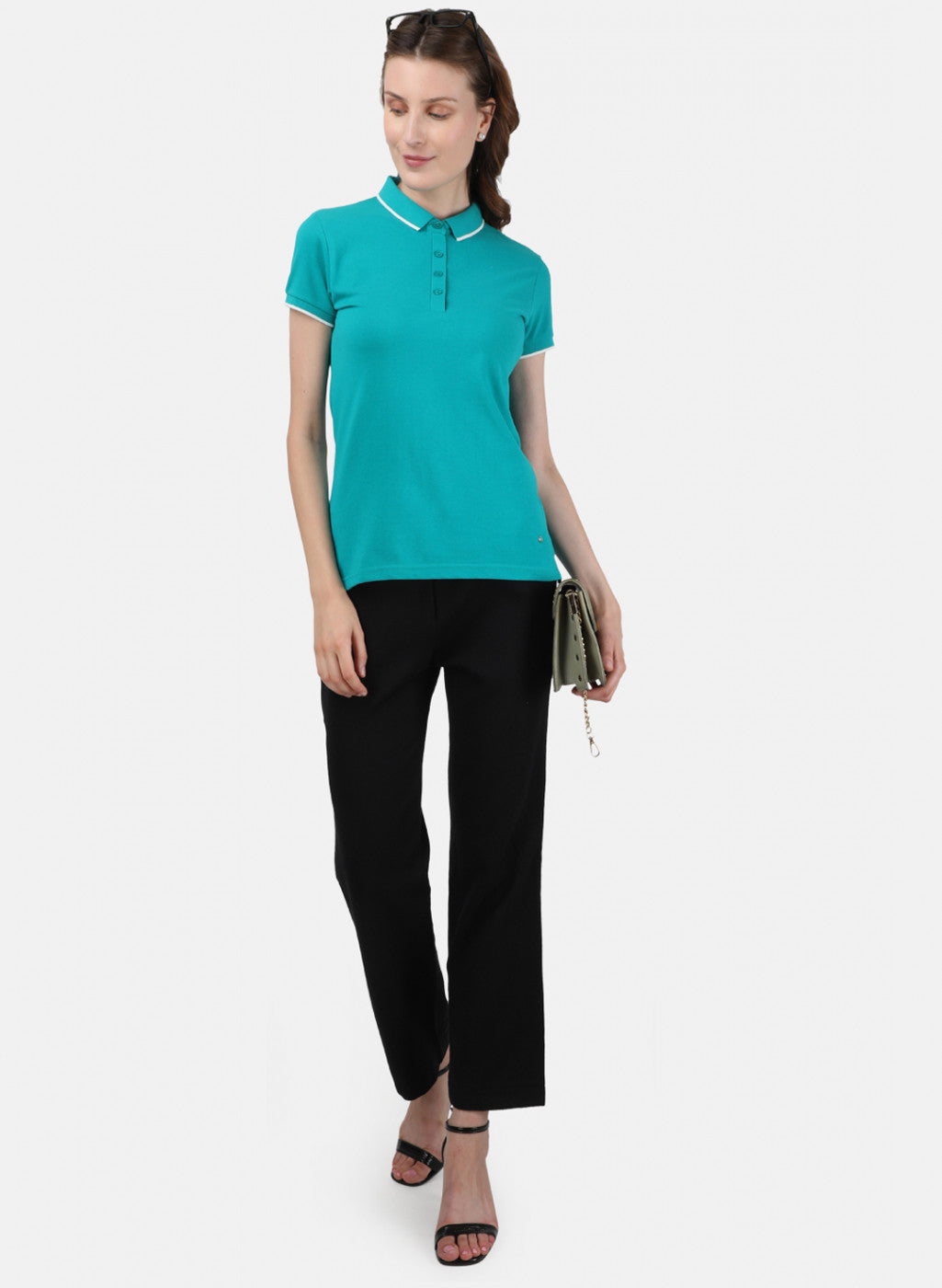 Womens Blue Plain T-Shirt