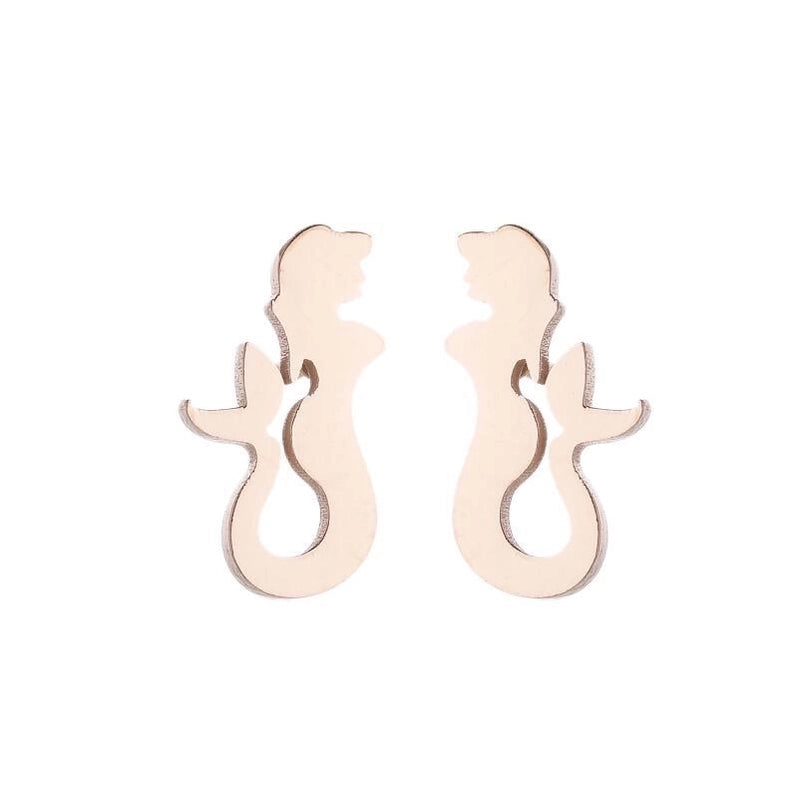 Minimalist Human Gingerbread Apple Stainless Steel Plating Hollow Out Ear Studs 1 Pair