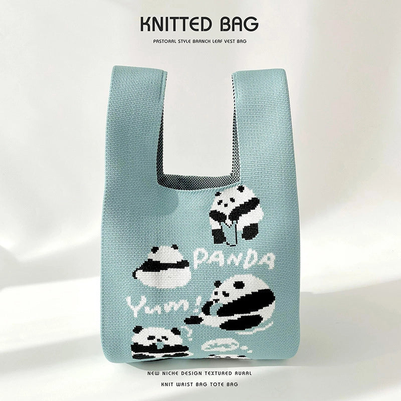 Women's Medium Knit Animal Cute Basic Open Handbag