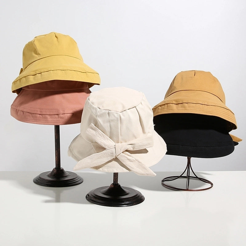 Women's Retro Minimalist Solid Color Curved Eaves Bucket Hat
