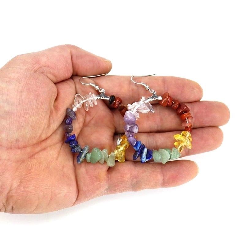 2 Pieces Ig Style Irregular Circle Beaded Plating Alloy Natural Stone Drop Earrings