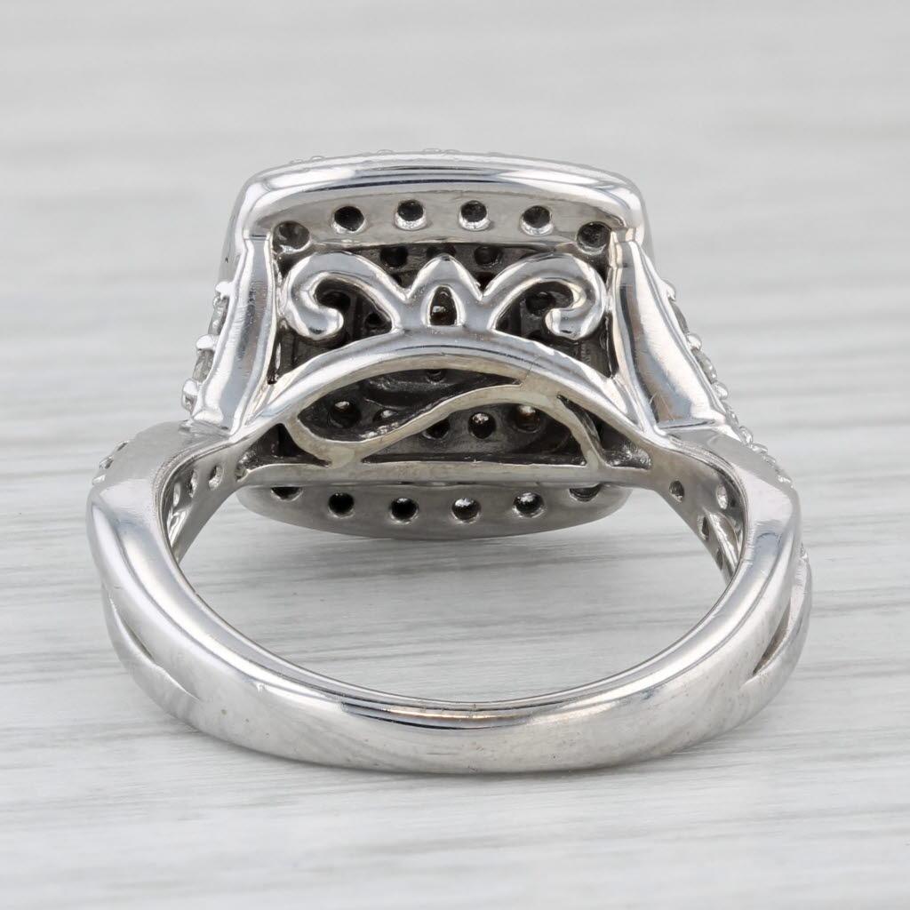 1ctw Diamond Cluster Halo Engagement Ring 10k White Gold Size 6.25